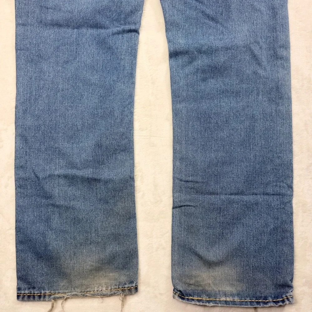 True Religion Ricky Straight Leg Jeans Mens 34x32 Made in USA Light Wash Blue